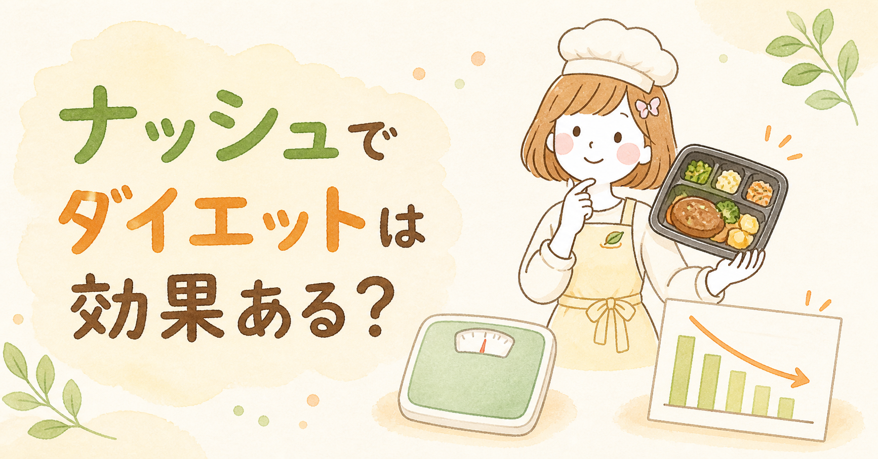 ナッシュでのダイエット効果を数字で考える管理栄養士コスモスのイラスト