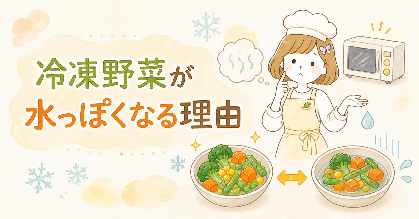 冷凍野菜がレンジで水っぽくなる理由と、野菜別の加熱の分け方