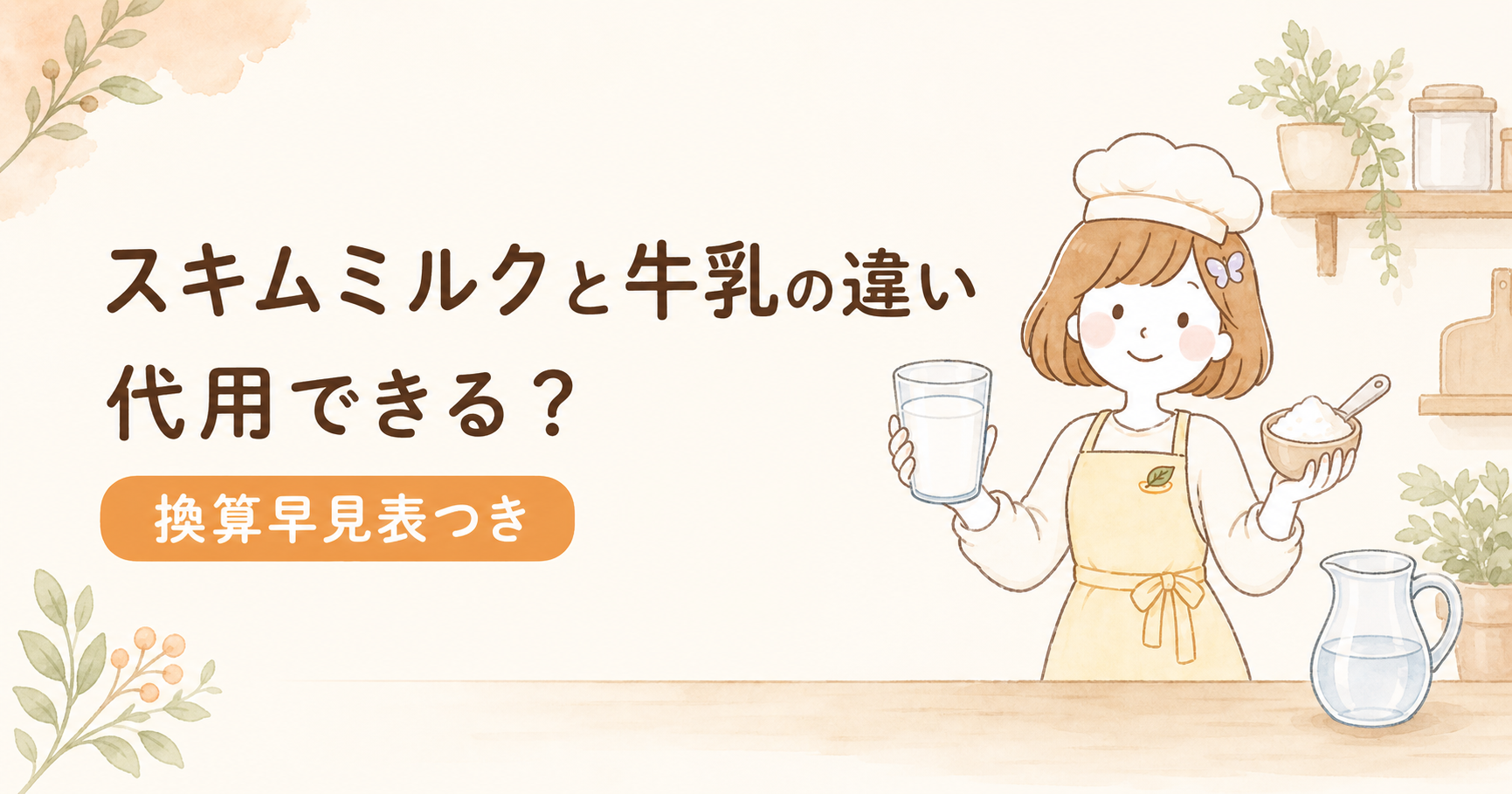 スキムミルクと牛乳の違いは？代用の換算早見表つき